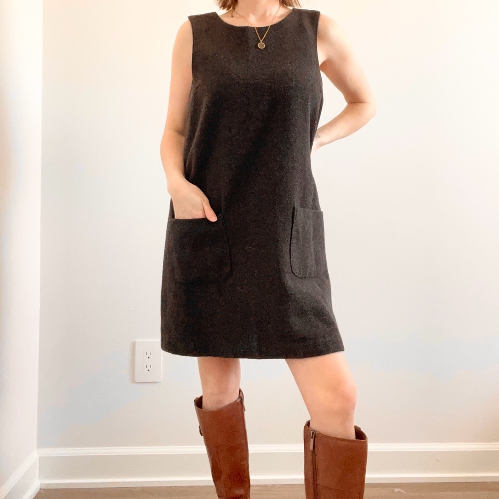 Vintage Gap Wool Chocolate Brown Patch Pocket Dre… - image 1